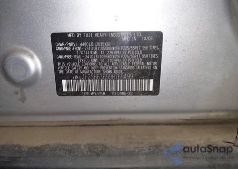 2009 Subaru Forester 2.5X из США, поврежденный, VIN JF2SH63699H765499